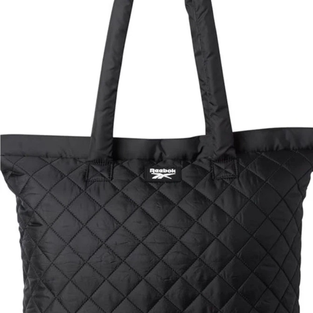 Reebok Black Quilted Tote Bag - Women's Shoulder Tote - Picture 2 of 7